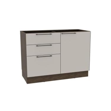 Imagem de Balcão De Cozinha Amsterdam Ph 3135 C- 1 Porta 3 Gavetas E Divisor De Talheres S- Tampo 120cm Avela-off White - Herval