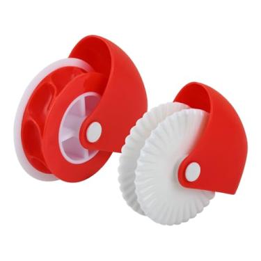 Imagem de Victhur Conjunto de 2 decoradores e cortadores de roda de pastelaria, inclui roda de massa de treliça e rolo de crosta para pizza, pastelaria, macarrão de ravioli, decoração de torta e biscoito ou