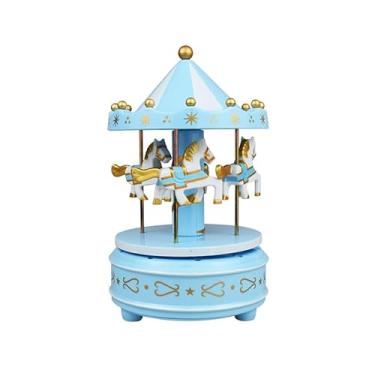 Imagem de Caixa de música bolo aniversário Carousel melodias clássicas e elegantes decoração portátil com trabalho artesanal exquisito para cafeteria livraria sala estar festa casamento quarto menina
