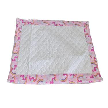 Imagem de Kit Dois Tapetes Higiênico Impermeável Branco Grande Reutilizável Lavável Unicórnio Rosa Anti Odor