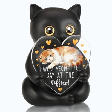 Imagem de Estátua motivacional de gato de escritório, decoração de mesa encorajadora para colegas de trabalho, presente engraçado para colegas que amam gatos, motivador bem-humorado no local de trabalho para