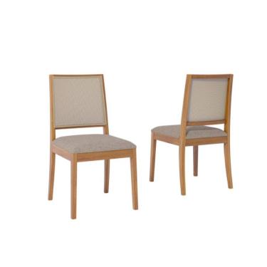 Imagem de Conjunto com 2 Cadeiras Buriti Linho Bege e Madeira