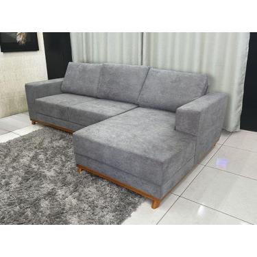 Imagem de Sofá 3 Lugares 2,50 m Cinza Bouclé Chaise Lays Plus - Alpoim