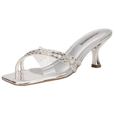 Imagem de Tamanco feminino salto taça via marte 177025, Prata, 38