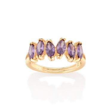 Imagem de Anel com zircônias navetes LILÁS 513314 Rommanel, Lilás