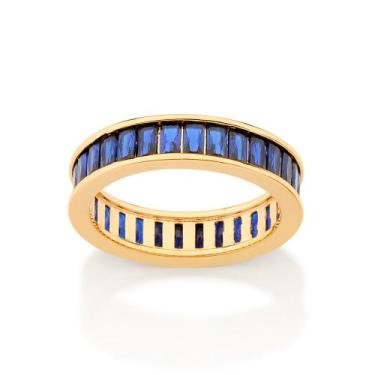 Imagem de Meia aliança  18k com zircônias baguetes  513081 Rommanel, Azul, 20