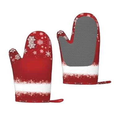 Imagem de Luvas de forno de silicone resistentes ao calor estampadas de Natal - Pegas antiderrapantes, grelhar e usar na cozinha (pacote com 2)