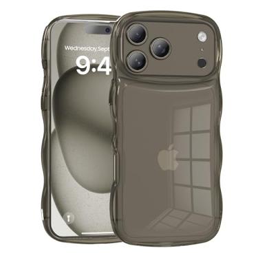 Imagem de BOBULIER Capa transparente com moldura ondulada para iPhone 17 de 6,1 polegadas, linda capa de telefone TPU macia e não amarelada à prova de choque com bordas onduladas encaracoladas, capa protetora