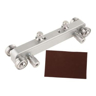 Imagem de simhoa Lixadeira de pestana de ponte de guitarra, ferramenta portátil para luthier com parafusos de ajuste e lixa para acabamento, lixamento e polimento, Prata