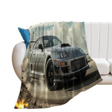 Imagem de HouLaiZhe Cobertor super macio flanela drift carro esportivo Sup JDM cobertores leves refrescantes para sofá-cama cadeira sofá carro viagem ao ar livre leve quente 76 cm x 127 cm