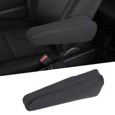 Imagem de LLKUANG Capa de apoio de braço para assento frontal de tecido de carro compatível com Toyota FJ Cruiser 2007-2021 capa de descanso de braço de couro preto - 1 peça