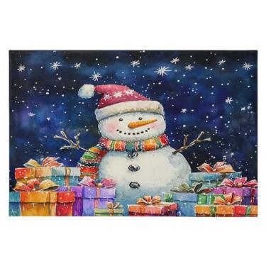 Imagem de CEBUGI Tapete de área 60 x 90 cm, macio, lavável, antiderrapante, com suporte de borracha, fofo, boneco de neve, para sala de estar, quarto, decoração de casa