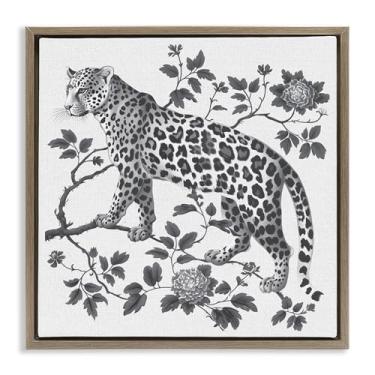 Imagem de Stupell Industries Arte de parede em tela flutuante com detalhe monocromático leopardo preto, design por Lettered and Lined, 45 x 45 cm