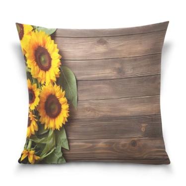 Imagem de Burbuja Capas de almofada 45,7 x 45,72 cm, girassóis de madeira macia de veludo fronha decorativa para sofá sofá sala de estar quarto