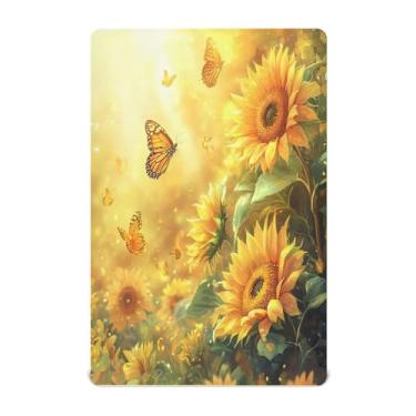 Imagem de STAYTOP Lençóis de berço com lindas flores de girassol para meninos e meninas, lençol com elástico para berço padrão e colchão infantil, lençol de microfibra supermacia 99 × 69 × 5 cm