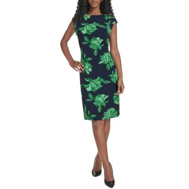 Imagem de Tommy Hilfiger Vestido feminino, capitão do céu/verde abundante, 14