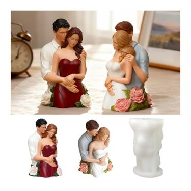 Imagem de Love Couple Candle Molde de resina de silicone para fazer velas 3D Dia das Mães Molde de vela de silicone para cera de soja, cera de abelha e resina