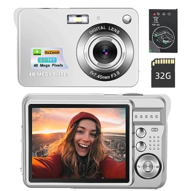 Imagem de Câmera digital compacta 4K 48MP para fotografia e vlogging - detecção de rosto, zoom 8X e tela TFT de 2,7 polegadas - cartão SD de 32 GB incluído