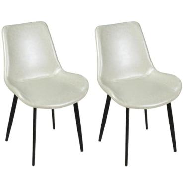 Imagem de Kit 2 Cadeiras de Jantar Estofada Chicago Base Metal - Branco