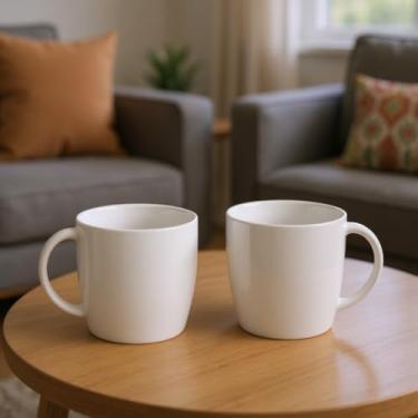 Imagem de Conjunto 2 Canecas Cerâmica 320ml Muddy Xícara Caneca para Café Chá Chocolate Quente(BRANCO)