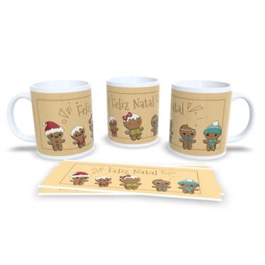 Imagem de Caneca de Cerâmica com Decoração Natalina, 325ml, Branca com Bolas de Natal em Vermelho, Azul e Verde, Design de Flocos de Neve (8)