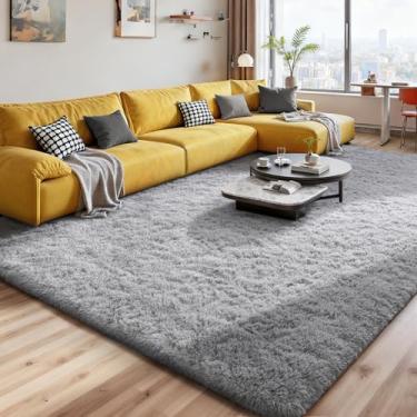 Imagem de Tapetes macios para quarto, sala de estar, tapete fofo de 19 x 3 m, tapete felpudo felpudo que não cai para berçário, crianças, meninas, quarto, decoração de casa, cinza