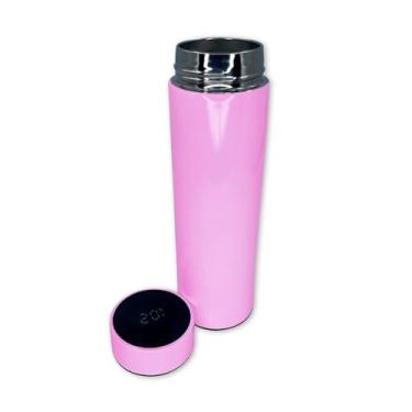 Imagem de Garrafa Térmica com Medidor de Temperatura Digital, Portátil, Rosa