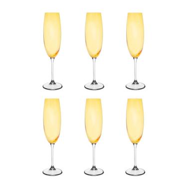 Imagem de Cj 6 Taças de Cristal P/Champanhe Banquet Amarelo 200ml Wolff