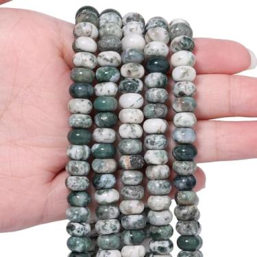 Imagem de Songxi 5 x 8 mm contas de ágata natural Rondelle, 75 peças espaçadoras redondas de abaco soltas para fabricação de joias, pedras preciosas para colar, brincos, artes e artesanato
