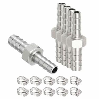 Imagem de HARFINGTON 5 peças de 1/10.2 cm a 1/10.2 cm de aço inoxidável 304 com grampo de aço inoxidável, emendador de metal para impressão 3D, compressor de ar, máquina CNC, matrizes