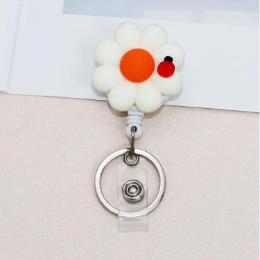 Imagem de Carretel de crachá retrátil de enfermeira de flores coloridas para porta-cartões de identificação, lindo e engraçado carretel de crachá de professor de resina para chaveiros, o melhor ótimo para