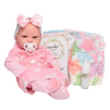 Imagem de Boneca Reborn Realista Larinha Roupa Nuvem Com Kit Itens - Cegonha Reb