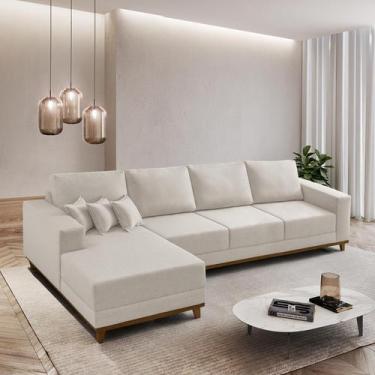 Imagem de Sofá Fixo Com Chaise 3M Cronos Linho Com Molas Lado Esquerdo Meu Sofá 