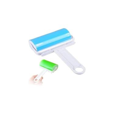 Imagem de Rolo Adesivo Lavável Reutilizável, PP e TPR, 18x11cm, Sortido, para Remover Pelos e Fiapos de Roupas e Móveis