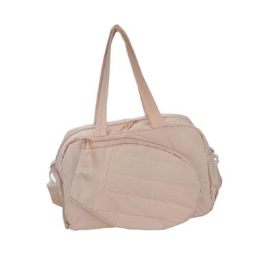 Imagem de menolana Bolsa de tênis com compartimento para sapatos, ideal para homens e mulheres, comporta 2 raquetes. Bolsa esportiva para academia e competições, Rosa