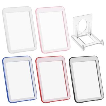 Imagem de PATIKIL Porta-crachá com janelas de dupla face, 5 peças de capa protetora para cartão de identificação, porta-chaves, estojo rígido vertical com suporte de exibição para licenças de crédito de