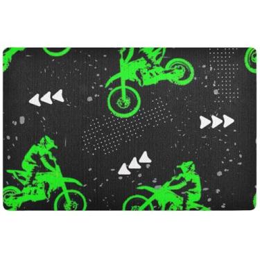 Imagem de TSENQUE Tapete de porta personalizado com estampa esportiva de motocross, tapete de boas-vindas engraçado, grande, engraçado, impermeável, antiderrapante, tapete de porta externo, lavável, 81 x 50 cm