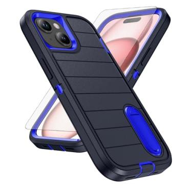 Imagem de Capa de celular para iPhone 14 Plus/15 Plus 6,7 polegadas capa de celular com protetor de tela e suporte Slicone rígido i-Phone 14+ iPhone14Plus 5G i i14 + iPhone14 14Plus i Phone15 15+ i15 + 15Plus