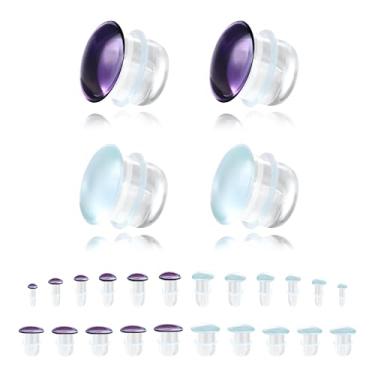 Imagem de 6ixGosh 4 peças de calibres de vidro para alongamento de orelhas 3 mm-25 mm alargadores de alargamento único alargador de orelha transparente brincos expansores de orelha para mulheres e homens joias