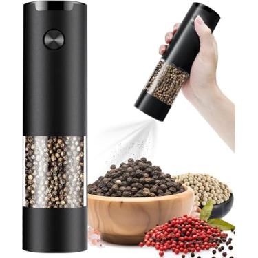 Imagem de Moedor elétrico de pimenta ou sal, moedor de sal e pimenta grosseiro ajustável, com luz LED, fácil de limpar, alimentado por bateria, operação com uma mão, essencial para cozinha (bateria incluída)