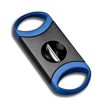 Imagem de JDIME Tesoura de charuto mais vendida de aço inoxidável abridor de bolso portátil acessório de fumaça (azul)