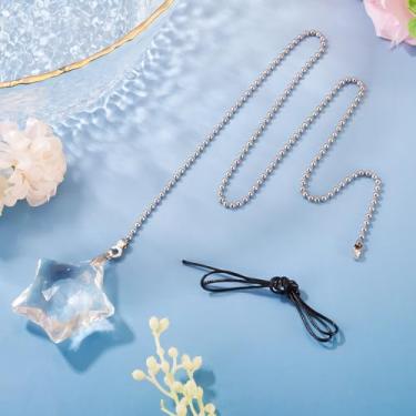 Imagem de Correntes para ventilador de teto estrela, 1 peça, pingentes de vidro de vidro com corrente de bola de ferro, extensor de corrente para ventilador de teto para lâmpada de cabeceira, mesa, banheiro