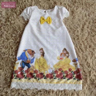 Imagem de Vestido festa infantil da Bela e a Fera tubinho trapézio - Moderna Men