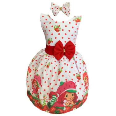 Imagem de Vestido Infantil Temárico Menina Moranguinho Vermelho com Branco - Ben