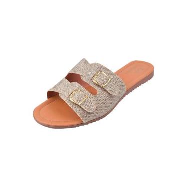 Imagem de Chinelo Feminino Rasteirinha Feminina Slide Fivela Glitter Ajustavel C