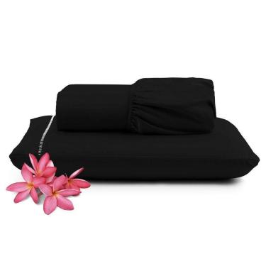 Imagem de Jogo Cama Lençol Unique Solteiro 400 Fios Ponto Palito 2 Peças - Preto