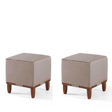 Imagem de Conj. 02 Pufe Banqueta Quadrado Rodapé Madeira Oxford 40 - Due Decor, 