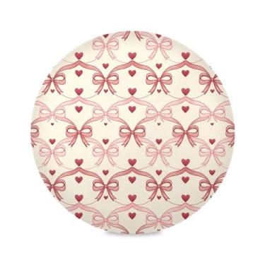 Imagem de Wassud Jogo americano tapete de mesa redondo com laço de fita para cozinha e jantar tapetes laváveis resistentes ao calor decoração de mesa 39 cm