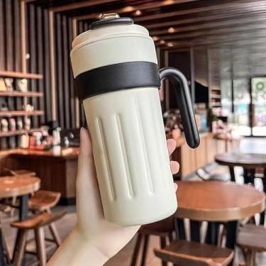 Imagem de Caneca de Café a Vácuo Copo Térmico Inteligente 460ml/650ml de Aço Inoxidável com Display caneca termica copo termico(copo cafe,preto+branco 650ml)