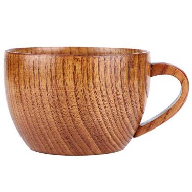 Imagem de HEEPDD Copo de Madeira Natural, Caneca de Madeira Jujuba Artesanal Com Alça para Leite de café de chá, Isolamento Térmico Anti Escaldante para Casa café Restaurante
